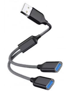 HUB USB 2 0 2 PUERTOS CABLE NEGRO SATYCON