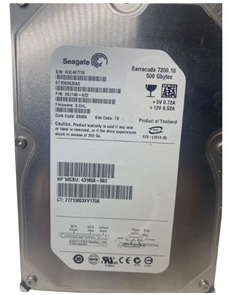 DISCO DURO HDD 3 5  SATA 500GB SEAGATE ST3500630AS