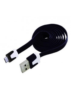 CABLE DATOS Y CARGA USB A MICRO USB 1M NEGRO PLANO