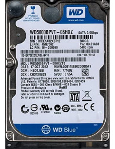 DISCO DURO 2 5  SATA 500GB WESTERN DIGITAL WD5000B