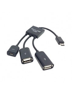 CABLE ADAPTADOR MICRO USB OTG HUB 3 PUERTOS