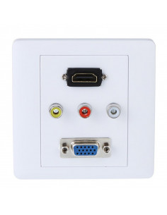 PLACA TAPA PARED UNIVERSAL HDMI VGA 3XRCA