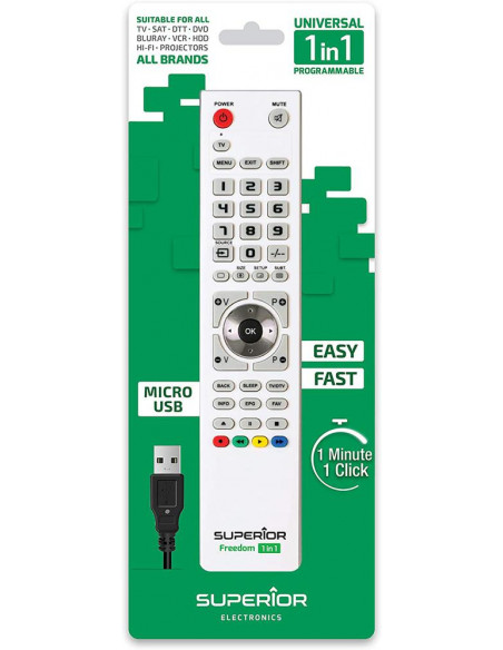 MANDO TV PROGRAMABLE SUPERIOR FREEDOM 1 EN 1BLANCO