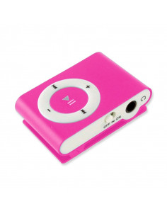 REPRODUCTOR MP3 CLIP RADIO FM AURICULARES ROSA