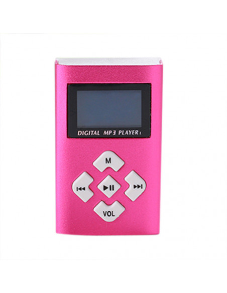 REPRODUCTOR MP3 LCD RADIO FM AURICULARES ROSA