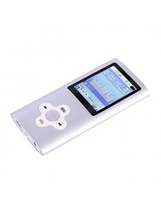 REPRODUCTOR MP4 1 8  8GB FM MICRO-SD BATERIA PLATA