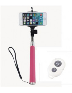 BASTON EXTENSIBLE SELFIE BLUETOOTH MOVIL ROSA
