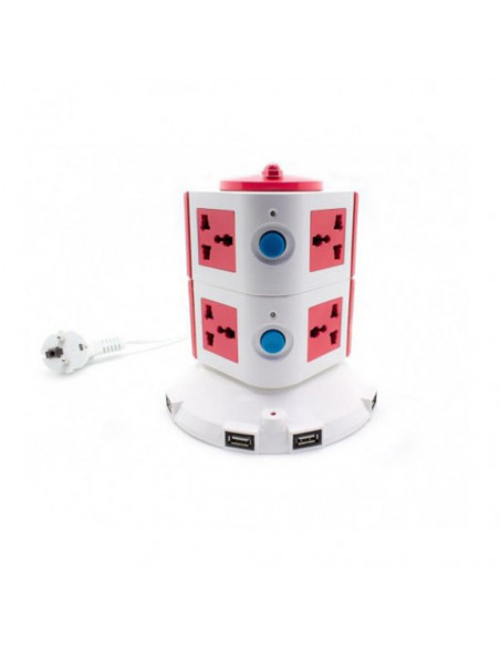 REGLETA UNIVERSAL 8 ENTRADAS   5 SALIDAS USB ROJO