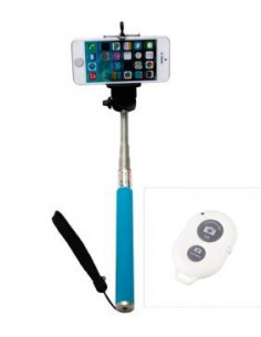 BASTON EXTENSIBLE SELFIE BLUETOOTH MOVIL AZUL