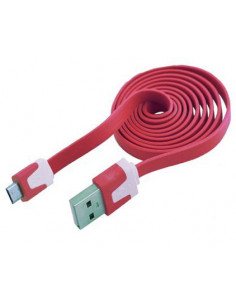 CABLE DATOS Y CARGA USB A MICRO USB 1M ROJO PLANO