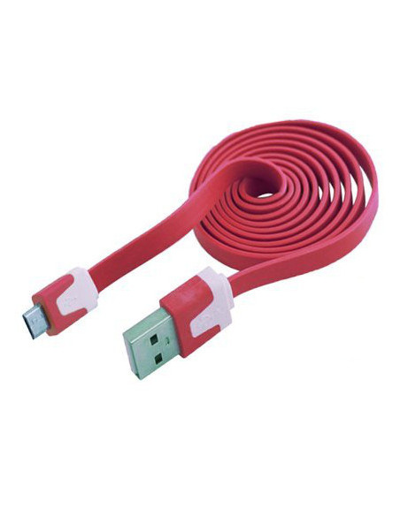 CABLE DATOS Y CARGA USB A MICRO USB 1M ROJO PLANO