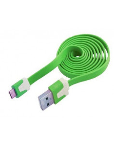 CABLE DATOS Y CARGA USB A MICRO USB 1M VERDE PLANO