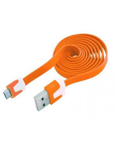 CABLE DATOS Y CARGA USB A MICRO USB 1M NARAN PLANO