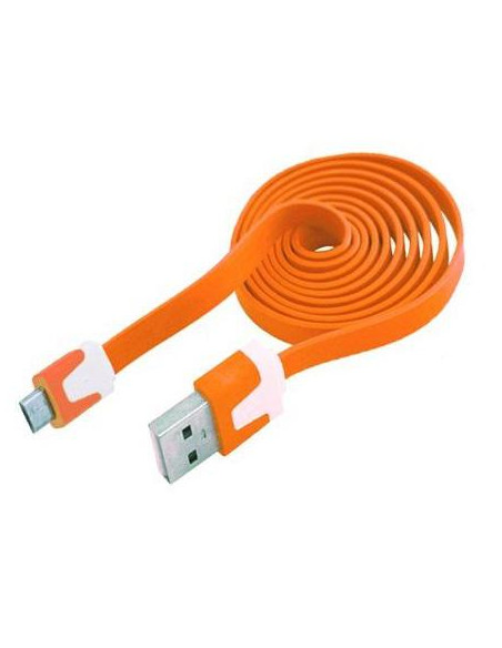 CABLE DATOS Y CARGA USB A MICRO USB 1M NARAN PLANO