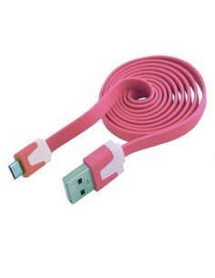 CABLE DATOS Y CARGA USB A MICRO USB 1M ROSA PLANO
