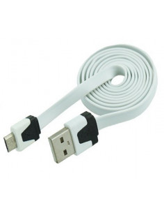 CABLE DATOS Y CARGA USB A MICRO USB 1M BLANCOPLANO