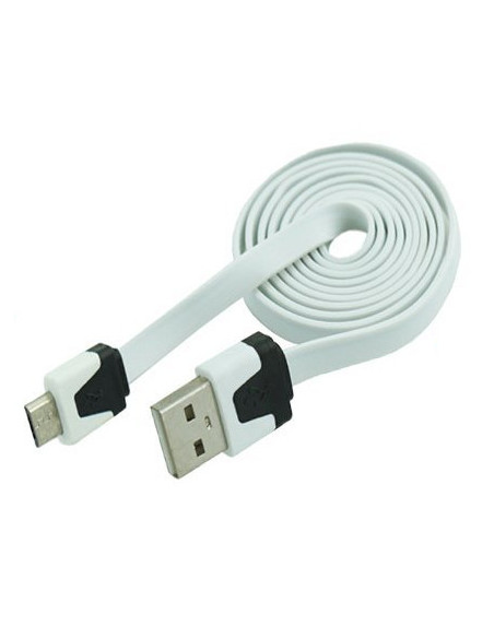 CABLE DATOS Y CARGA USB A MICRO USB 1M BLANCOPLANO