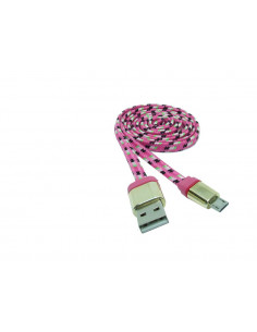 CABLE DATOS CARGA USB A MICRO USB 1M NYLON ROSA-O
