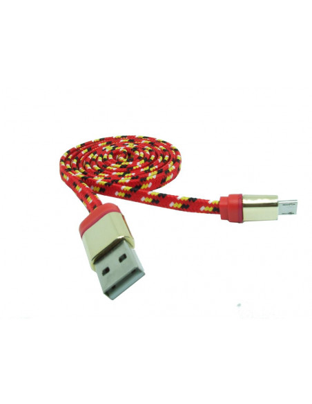 CABLE DATOS CARGA USB A MICRO USB 1M NYLON ROJO