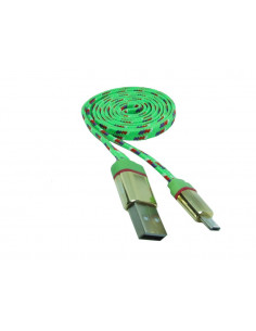 CABLE DATOS CARGA USB A MICRO USB 1M NYLON VERDE