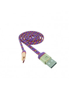 CABLE DATOS CARGA USB A MICRO USB 1M NYLON MORADO
