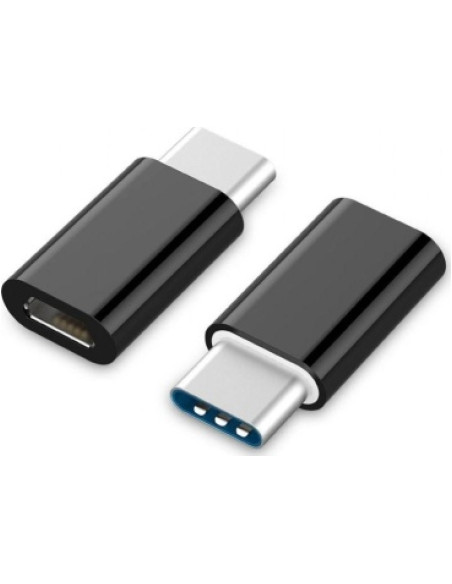 ADAPTADOR MICRO USB HEMBRA A USB TIPO C MACHO NEGR