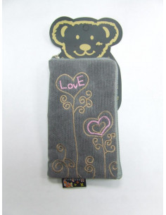 FUNDA GRIS DISEÑO LOVE PARA MOVIL / MP3