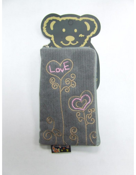FUNDA GRIS DISEÑO LOVE PARA MOVIL / MP3