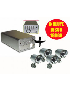 KIT GRABADOR VIDEOVIGILANCIA 4 CAMARAS  160GB 4CAM