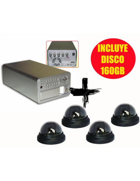 KIT GRABADOR VIDEOVIGILANCIA 4 CAMARAS 160GB 4DOMO