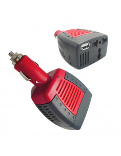 INVERSOR COCHE 12V A 220V 100W ROJO   PUERTO USB
