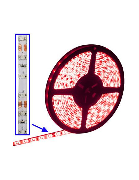 TIRA FLEXIBLE ADHESIVAS DE LEDS ROJOS IP65 5M