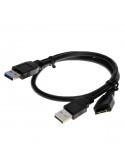 CABLE 2x USB 3.0 A/MACHO - MICRO USB/B MACHO 1 M