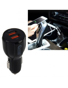 CARGADOR DE COCHE ULTRA RAPIDO QC3 2USB 6A NEGRO