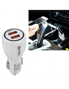 CARGADOR DE COCHE ULTRA RAPIDO QC3 2USB 6A BLANCO