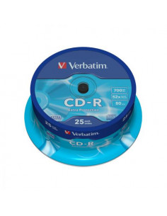 CD-R 52X VERBATIM 700MB TARRINA 25 UDS 