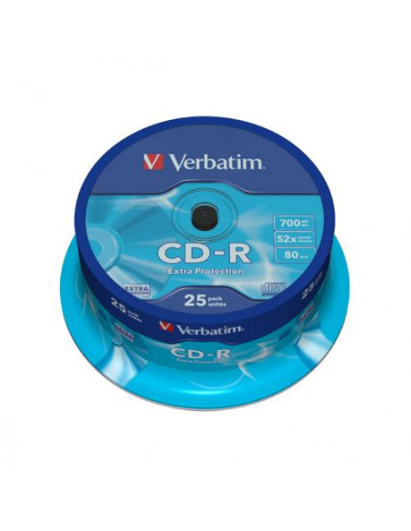 CD-R 52X VERBATIM 700MB TARRINA 25 UDS 