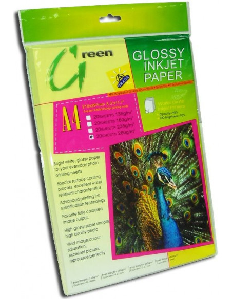 PAPEL FOTOGRAFICO 20 HOJAS A4 260GR  GREEN