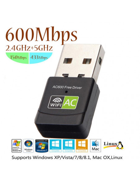 ADAPTADOR USB WIFI DUAL BAND AC600 AC RTL8811CU