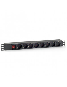 REGLETA RACK 1U 19  PDU 8 TOMAS 3500W 16A NEGRO