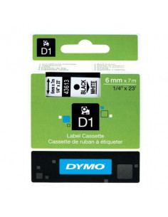 CINTA AUTOADHESIVA DYMO D1 6MMX7M NEGRO/BLANCO