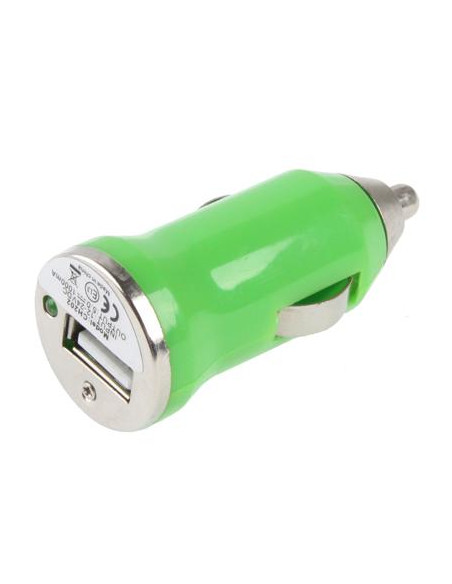 CARGADOR MECHERO COCHE USB IPAD IPHONE 5V 1A VERDE