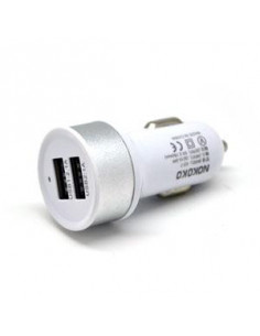 CARGADOR MECHERO COCHE DOBLE USB 2 1A / 1A PLATA