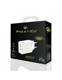 CARGADOR PRESTICO F16 2XPD USB-C TIPO-C 40W