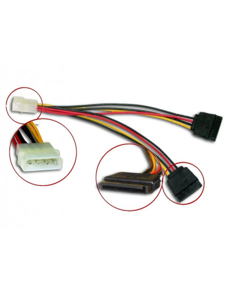 CABLE ADAPTADOR CORRIENTE IDE 5 25 A 2xSATA SATYCO