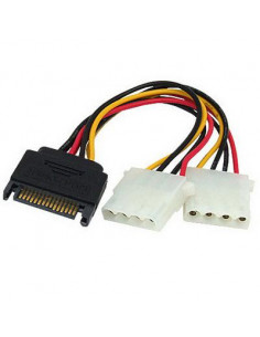 CABLE CORRIENTE SATA 15P MACHO A 2 MOLEX 4P HEMBRA