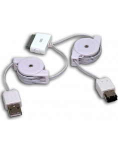 CABLE IPOD IPHONE DUAL USB2 / FIREWIRE RETRACTIL