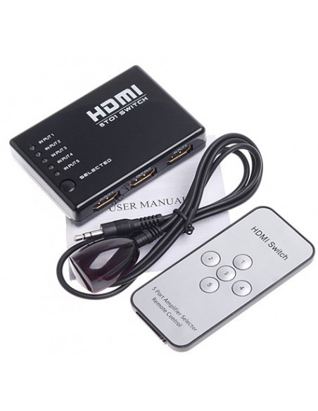 CONMUTADOR HDMI 5 ENTRADAS 1 SALIDA CON M/D