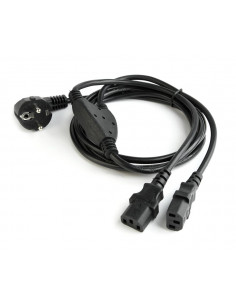CABLE DE CORRIENTE 2P 16A 250V 2M 2 SALIDAS NEGRO 