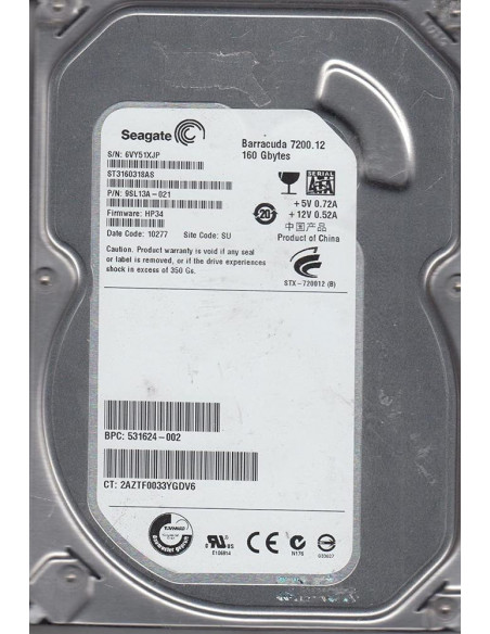DISCO DURO HDD 3 5  SATA  160GB SEAGATE ST3160815A
